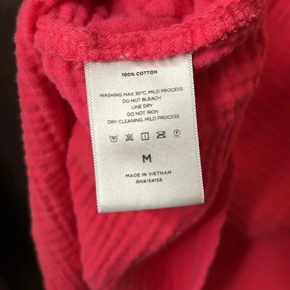 Anthropologie Mote Gauze Cotton Long Sleeve Button V-Neck Lightweight Top Size M - Picture 4 of 5